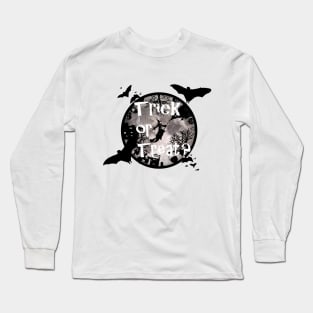 Trick or Treat tee, Halloween tee, Halloween Design, Cute Halloween shirt, Witchy design, Halloween print, Spooky Halloween, Custom t-shirt Long Sleeve T-Shirt